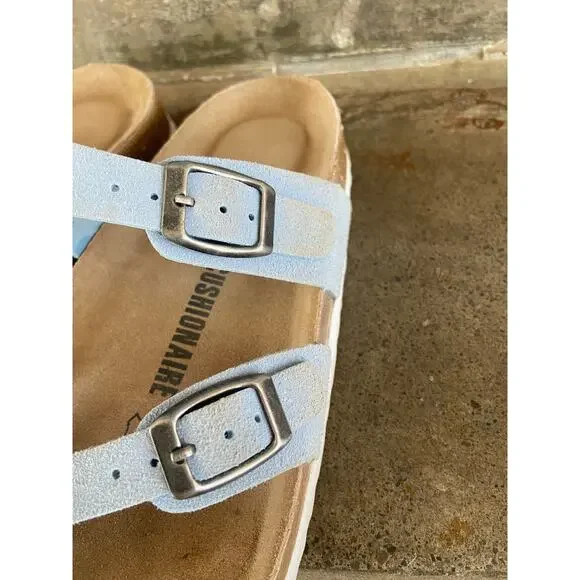 Cushionaire light blue faux leather comfort footbed sandal - Picture 5 of 9